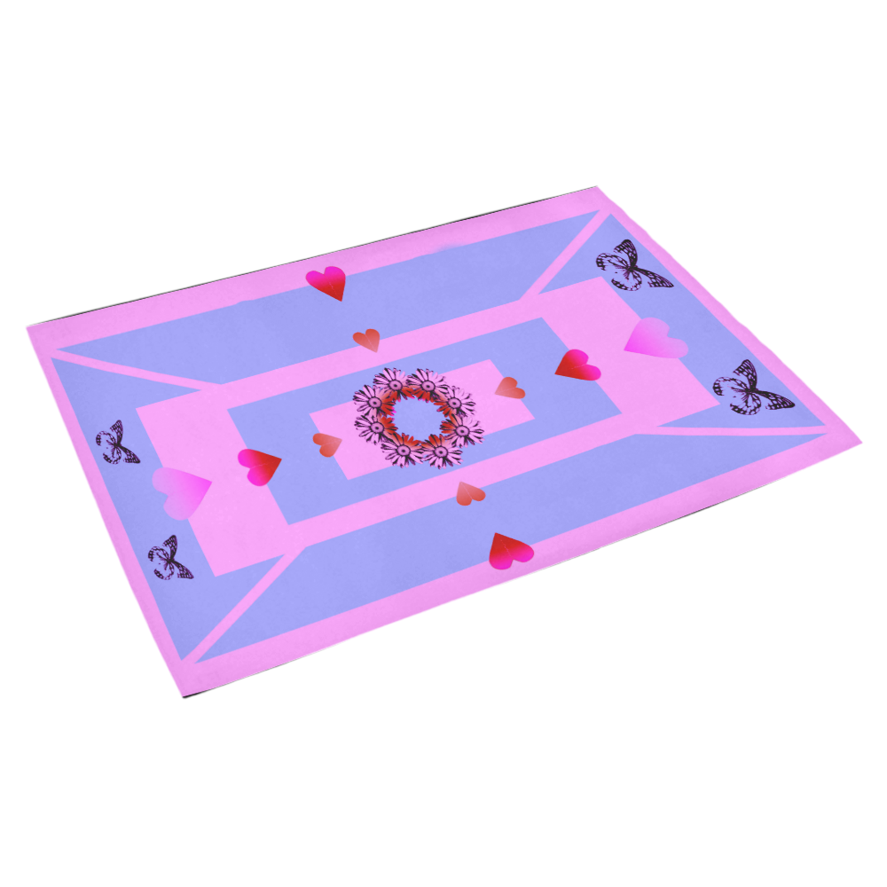 buterfly love Pink Azalea Doormat 30" x 18" (Sponge Material)
