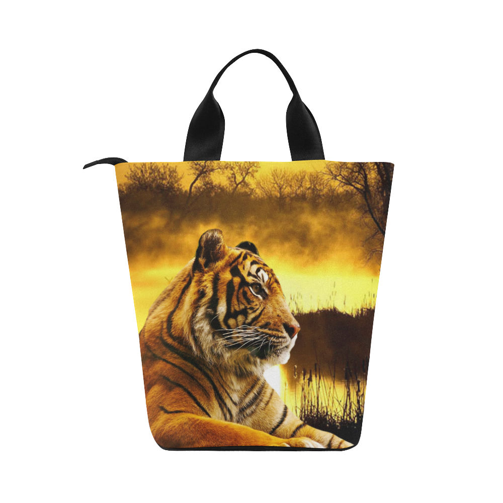 Tiger and Sunset Nylon Lunch Tote Bag (Model 1670)