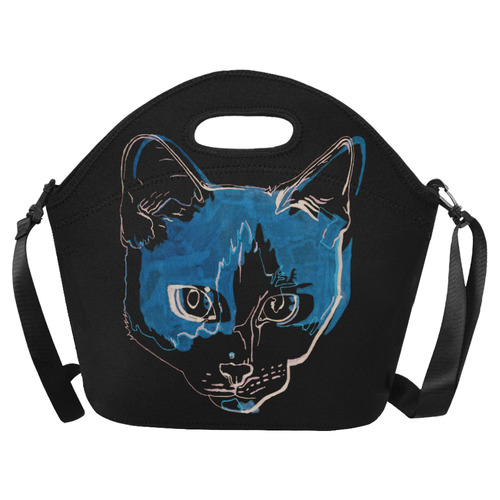 Kitty with soul patch Neoprene Lunch Bag/Large (Model 1669)