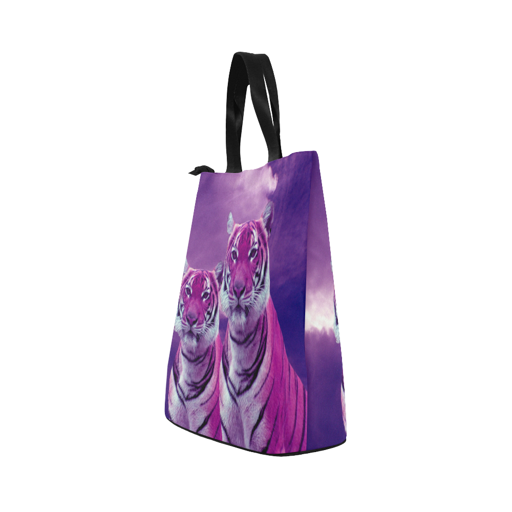 Purple Tigers Nylon Lunch Tote Bag (Model 1670)