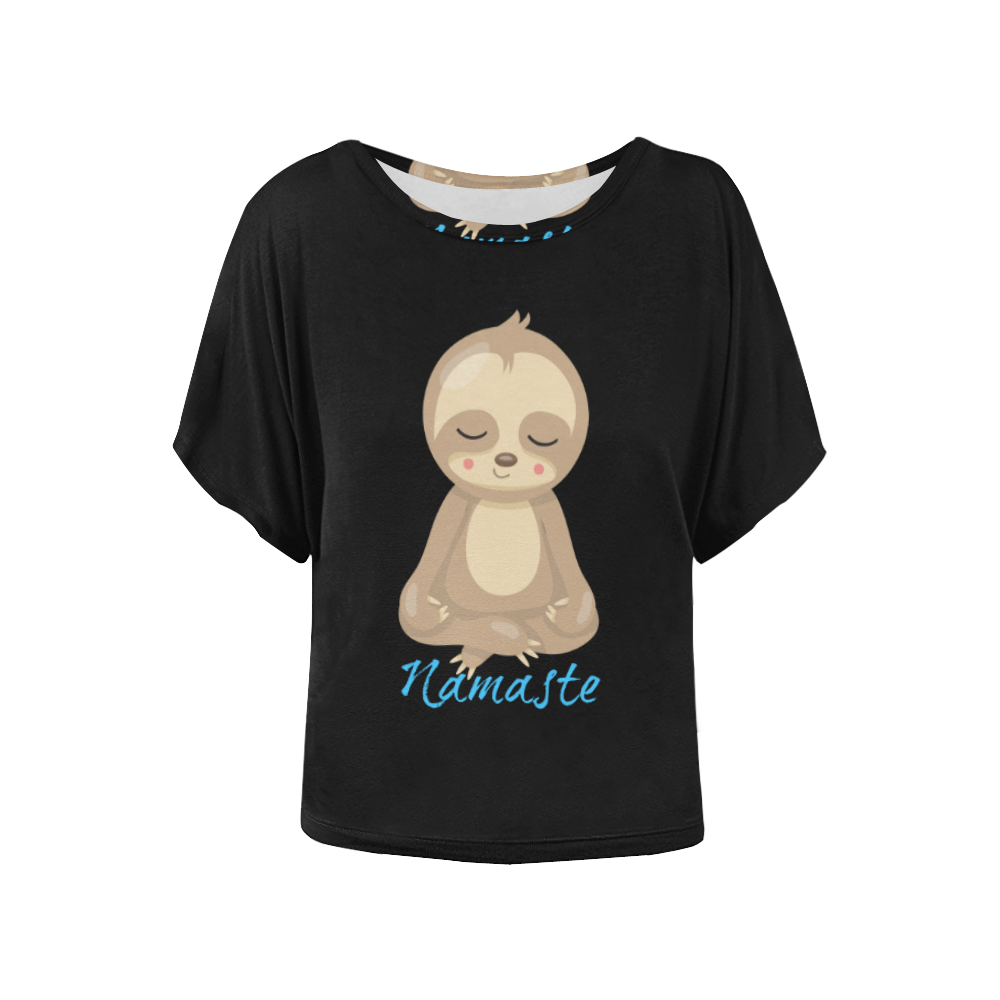 Namaste Sloth winged top Women's Batwing-Sleeved Blouse T shirt (Model T44)