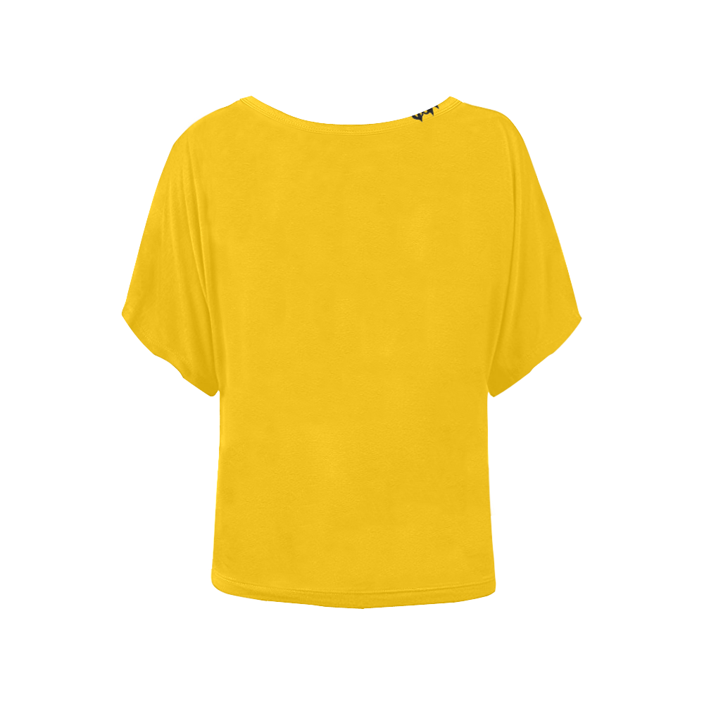 "What  the Cluck!" Yellow Winged top Women's Batwing-Sleeved Blouse T shirt (Model T44)