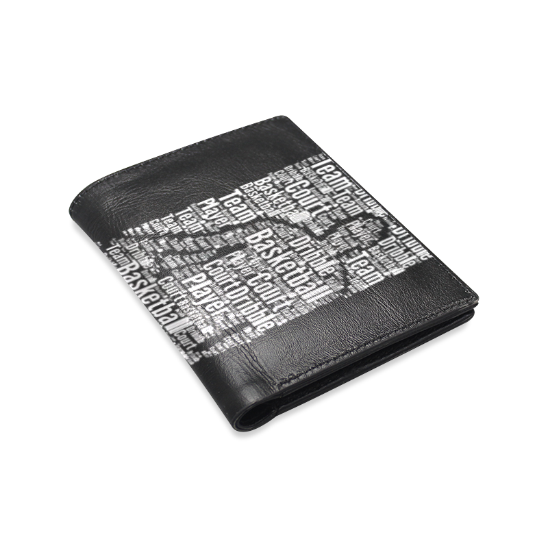 Black Leather Wallet Basketball Player by Tell3People Men's Leather Wallet (Model 1612)
