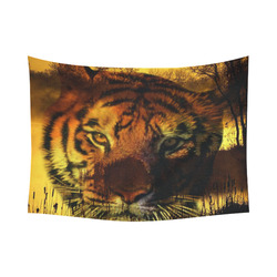 Tiger Face Cotton Linen Wall Tapestry 80"x 60"