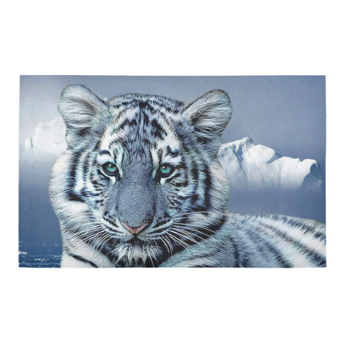 Blue White Tiger Bath Rug 20''x 32''