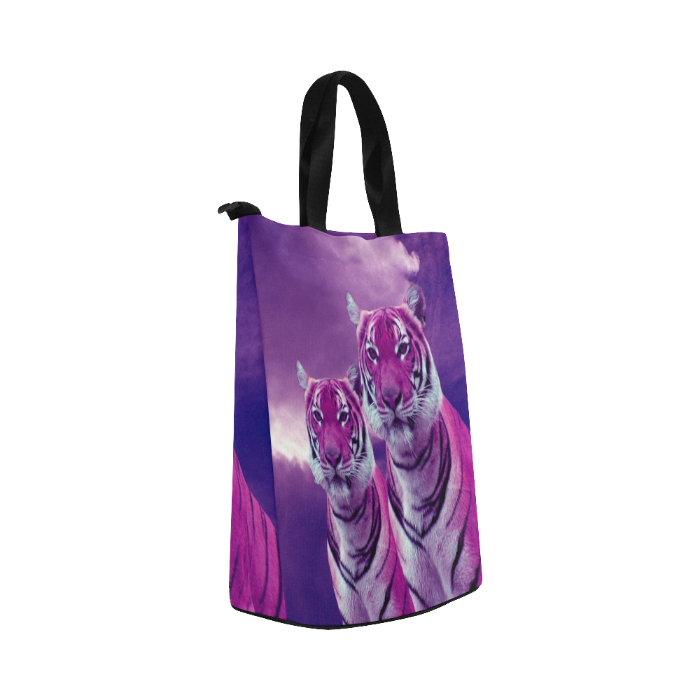 Purple Tigers Nylon Lunch Tote Bag (Model 1670)