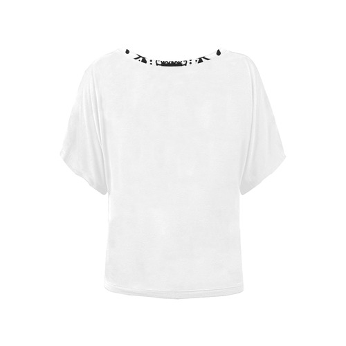 Chandalier White winged top Women's Batwing-Sleeved Blouse T shirt (Model T44)