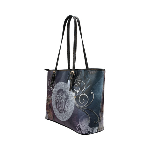 Amazing skeleton Leather Tote Bag/Small (Model 1651)