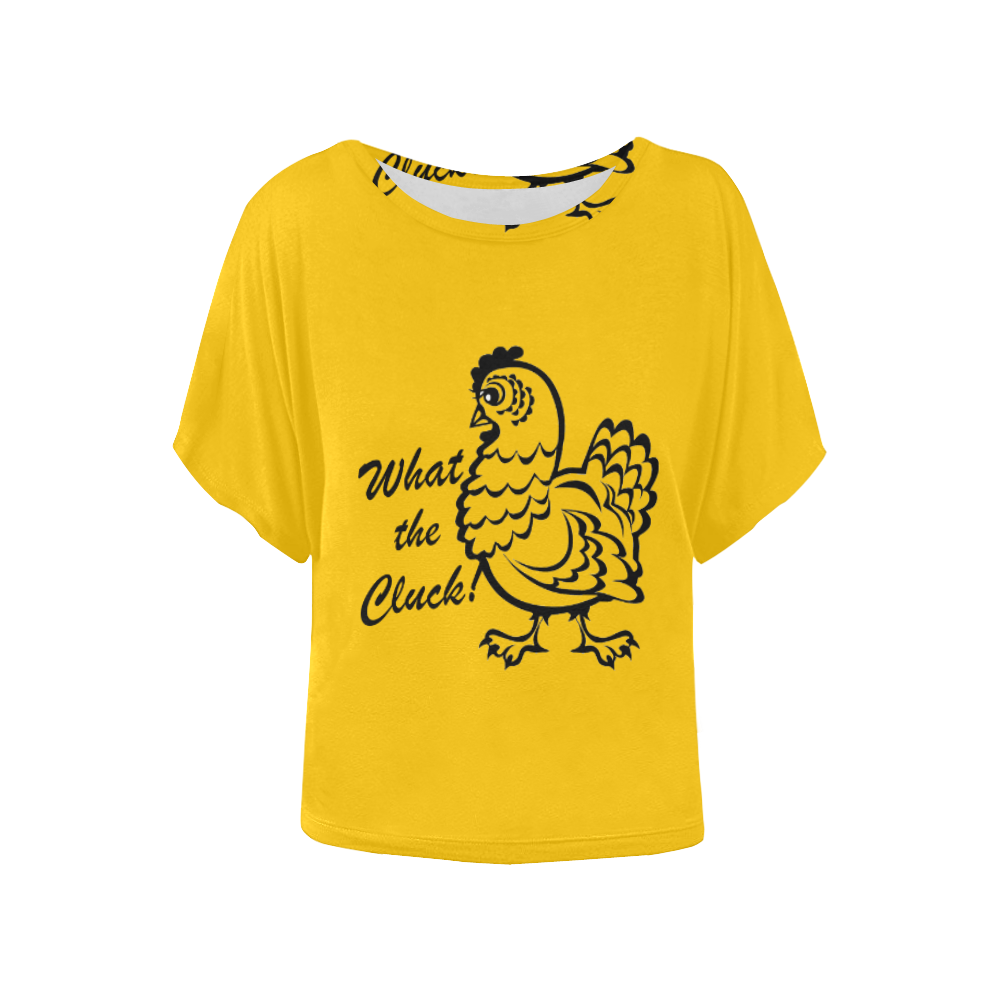 "What  the Cluck!" Yellow Winged top Women's Batwing-Sleeved Blouse T shirt (Model T44)