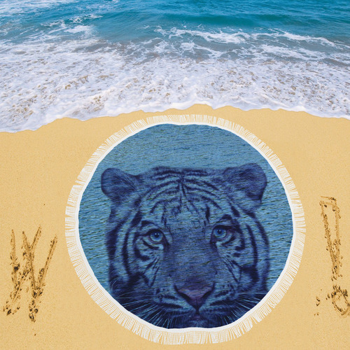 Tiger and Water Circular Beach Shawl 59"x 59"