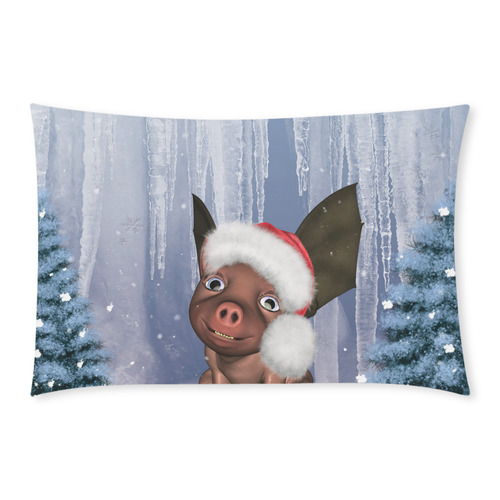 Christmas, cute little piglet with christmas hat 3-Piece Bedding Set