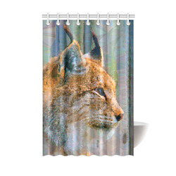 Lynx Low Poly Geometric Triangle Portrait Shower Curtain 48"x72"