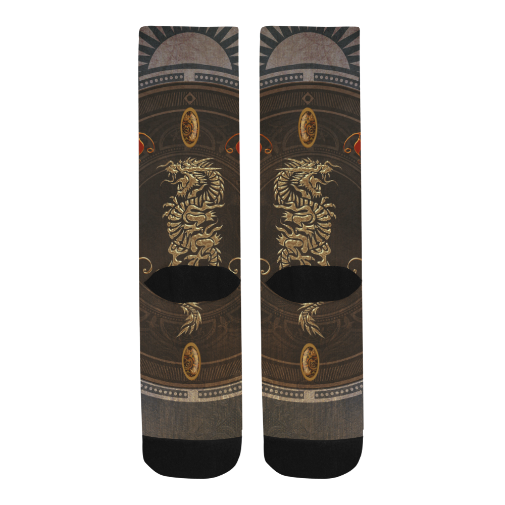 wonderful golden chinese dragon Trouser Socks