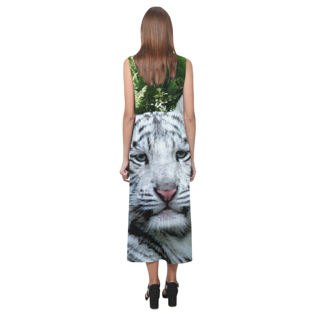 White Tiger Phaedra Sleeveless Open Fork Long Dress (Model D08)