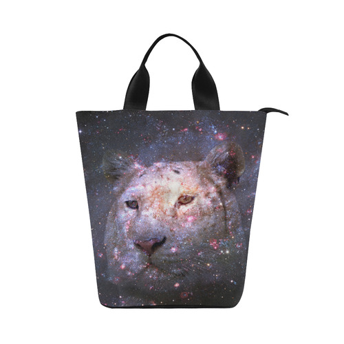 Tiger and Galaxy Nylon Lunch Tote Bag (Model 1670)