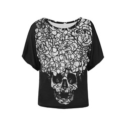 skullandflowers5 Women's Batwing-Sleeved Blouse T shirt (Model T44)