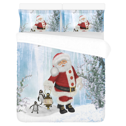 Santa Claus with penguin 3-Piece Bedding Set
