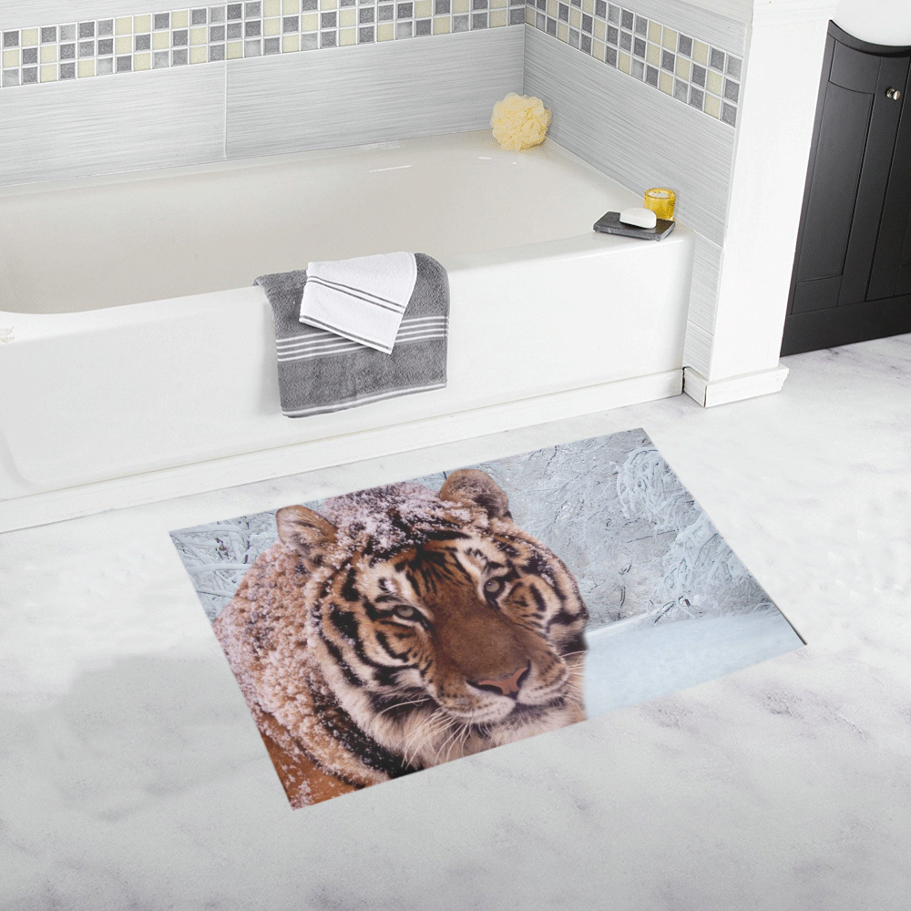 Tiger and Snow Bath Rug 20''x 32''