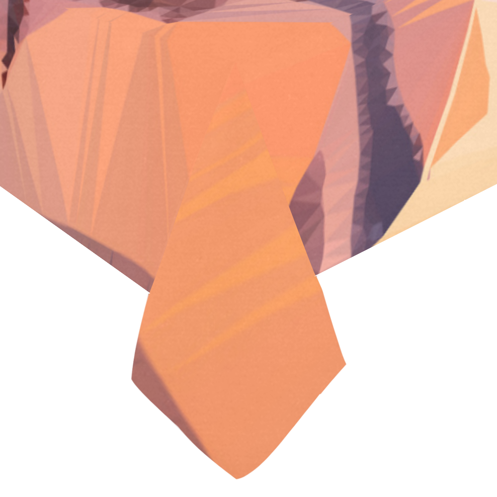 Orange Sunset Low Poly Polygon Triangle Landscape Cotton Linen Tablecloth 60"x120"
