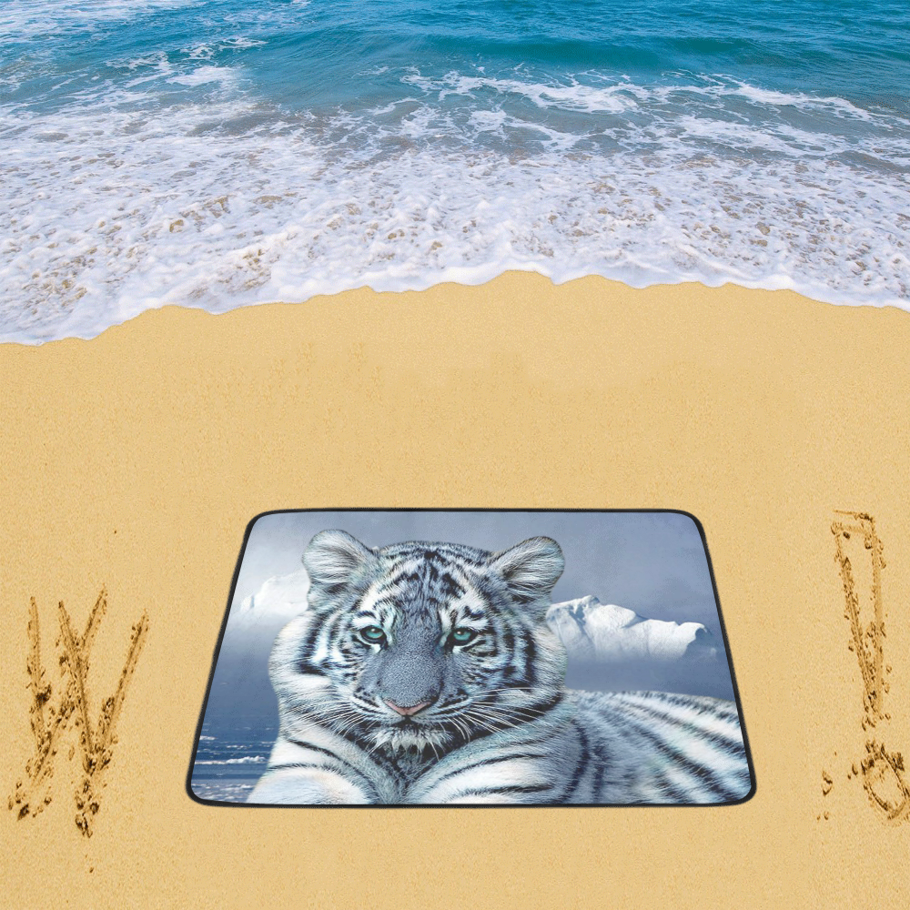 Blue White Tiger Beach Mat 78"x 60"