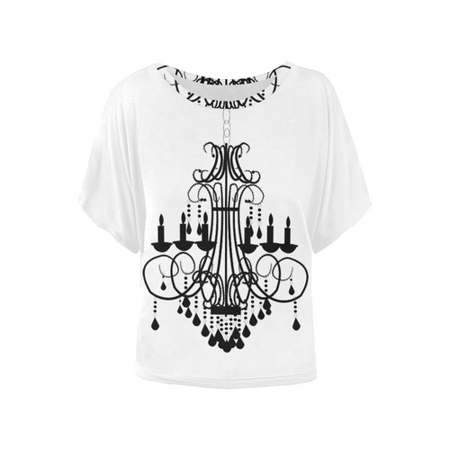 Chandalier White winged top Women's Batwing-Sleeved Blouse T shirt (Model T44)