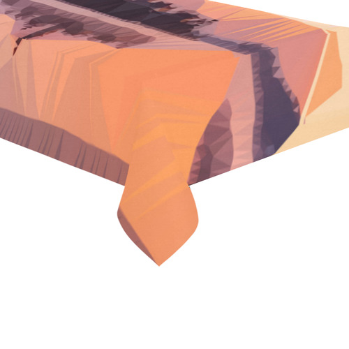 Orange Sunset Low Poly Polygon Triangle Landscape Cotton Linen Tablecloth 60"x120"