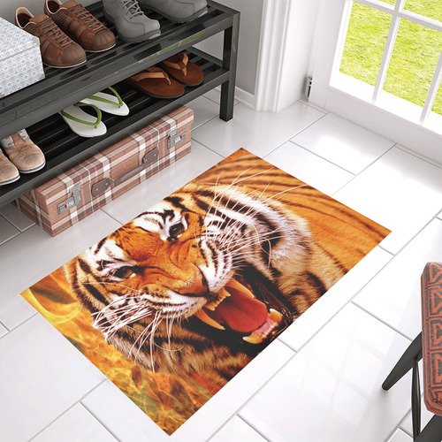 Tiger and Flame Azalea Doormat 30" x 18" (Sponge Material)