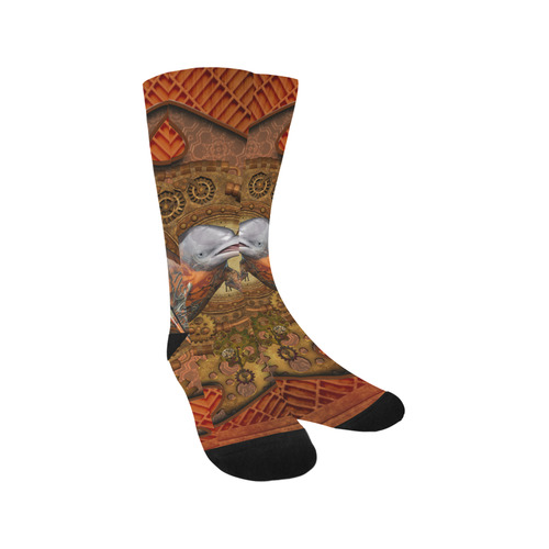 Funny steampunk dolphin, clocks and gears Trouser Socks