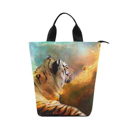 Tiger and Nebula Nylon Lunch Tote Bag (Model 1670)