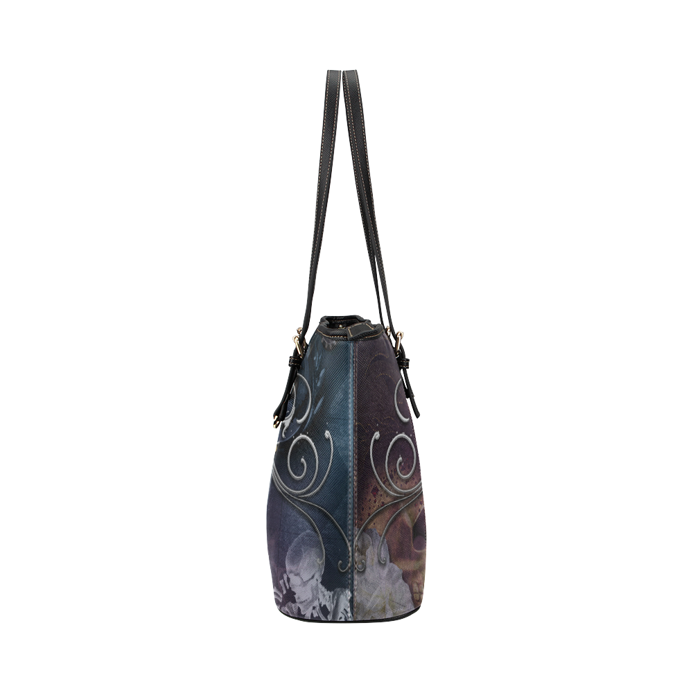 Amazing skeleton Leather Tote Bag/Small (Model 1651)
