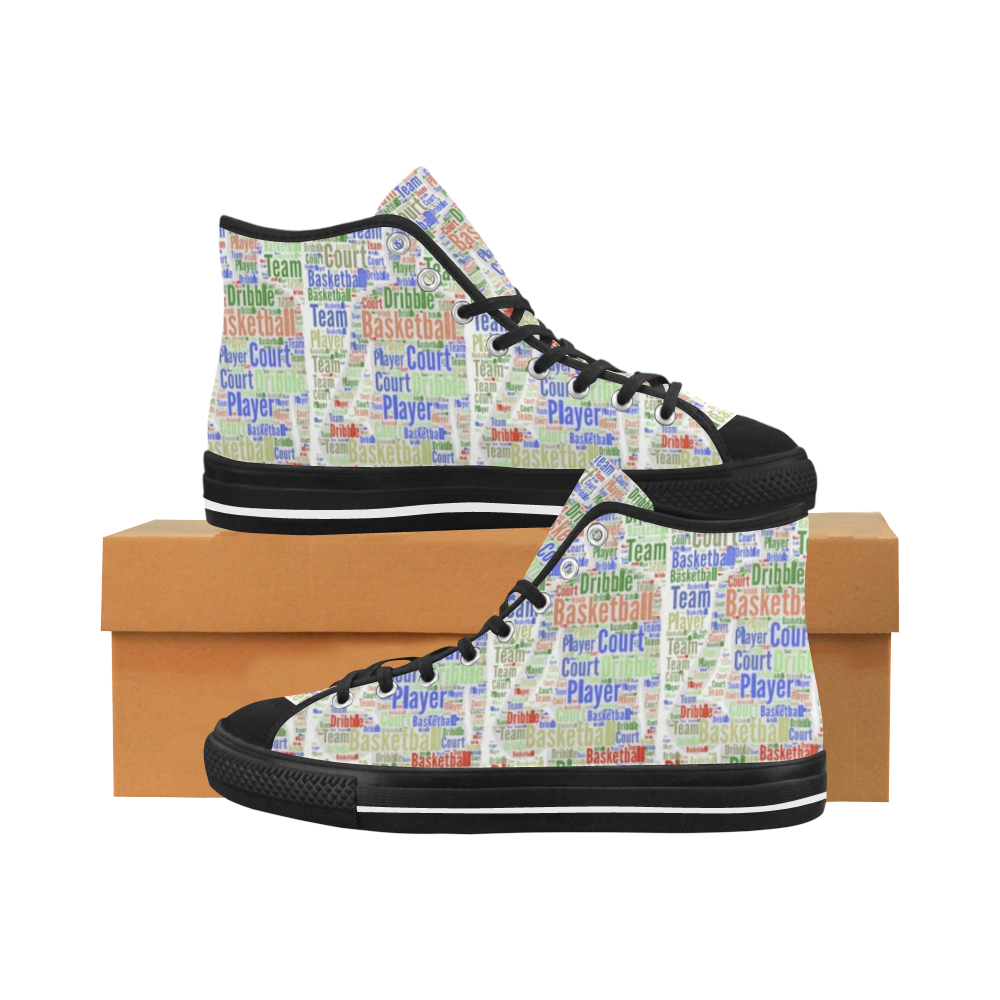 Mens High Top Shoes Basketball Player Graphic Multi-colored by Tell3People Vancouver H Men's Canvas Shoes/Large (1013-1)