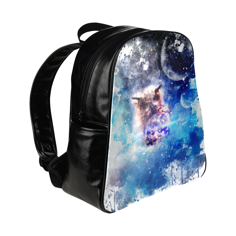 Watercolor, owl in the unoverse Multi-Pockets Backpack (Model 1636)
