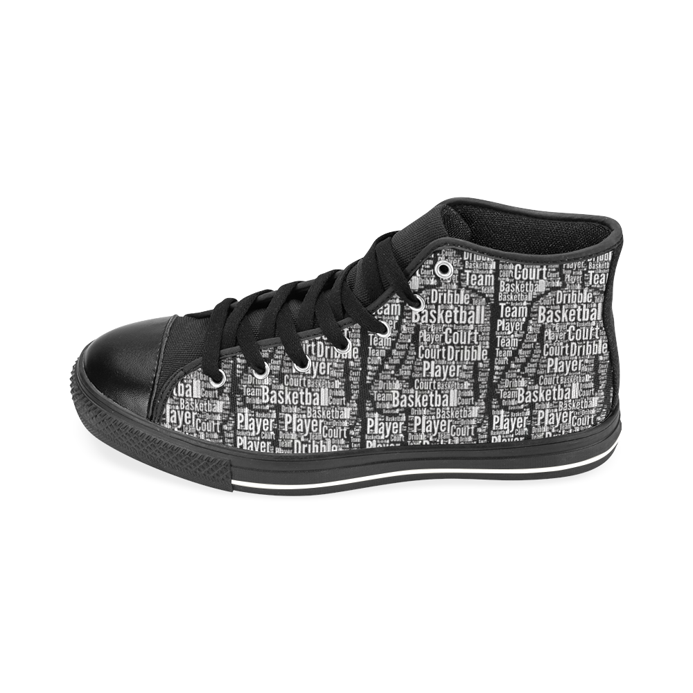 High Top Shoes Basketball Player Graphic Black by Tell3People Men’s Classic High Top Canvas Shoes /Large Size (Model 017)