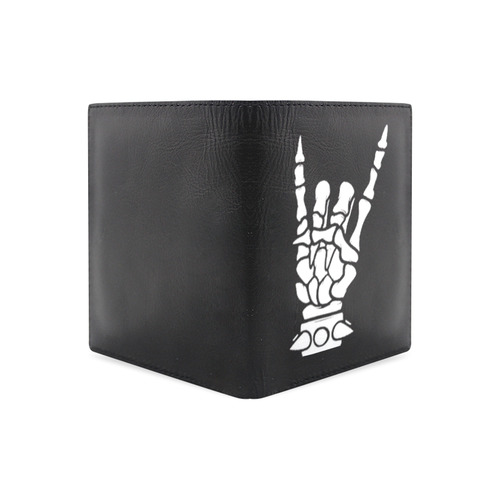 Rock on Skeleton Wallet Men's Leather Wallet (Model 1612)