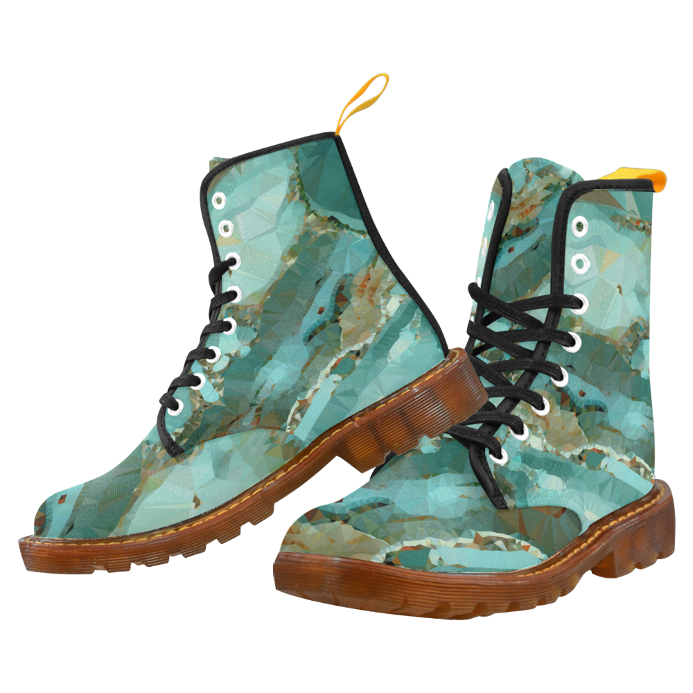 Blue Green Geode Low Poly Triangles Martin Boots For Women Model 1203H ID D2088167