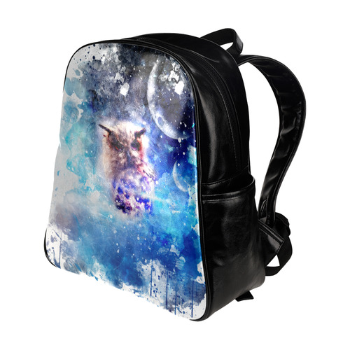 Watercolor, owl in the unoverse Multi-Pockets Backpack (Model 1636)