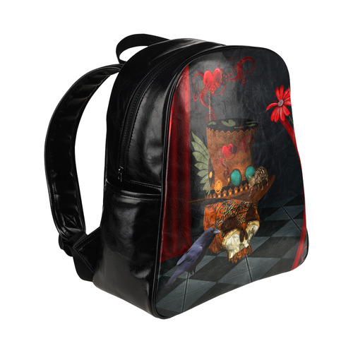 Steampunk skull with rat and hat Multi-Pockets Backpack (Model 1636)