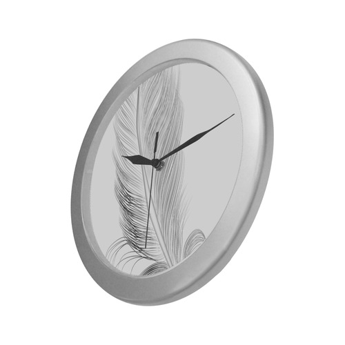 Feather Silver Color Wall Clock