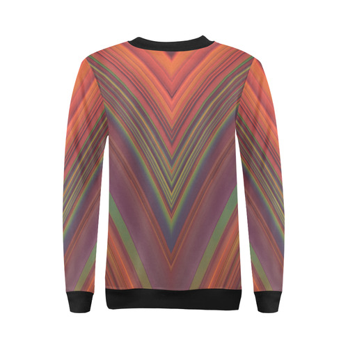 Red Diagonal Stripes-V Pattern All Over Print Crewneck Sweatshirt for Women (Model H18)