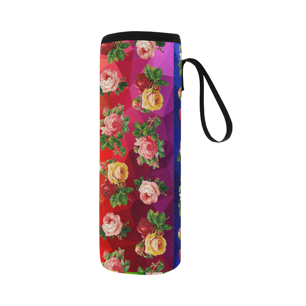 Rainbow Roses Neoprene Water Bottle Pouch/Large