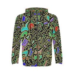 swirl retro abstract doodle All Over Print Full Zip Hoodie for Men (Model H14)