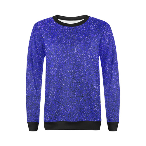 Blue Glitter All Over Print Crewneck Sweatshirt for Women (Model H18)