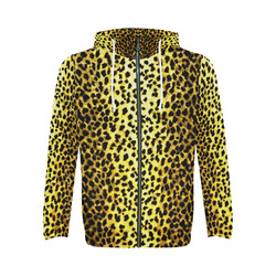 LEOPARD faux fur animal print All Over Print Full Zip Hoodie for Men (Model H14)
