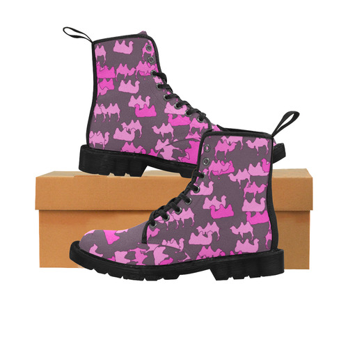 camelflage pink Martin Boots for Women (Black) (Model 1203H)