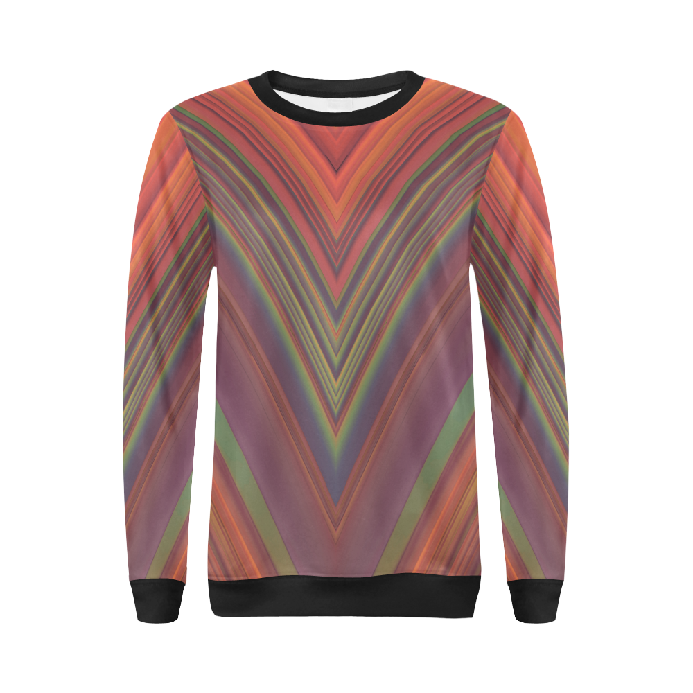Red Diagonal Stripes-V Pattern All Over Print Crewneck Sweatshirt for Women (Model H18)