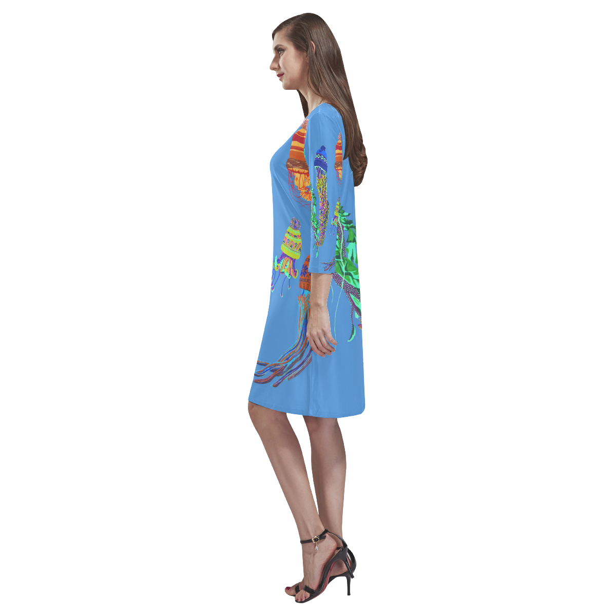 cool jellyfish Rhea Loose Round Neck Dress(Model D22)