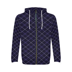 royal blue plaid tartan All Over Print Full Zip Hoodie for Men (Model H14)