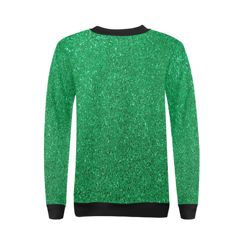 Green Glitter All Over Print Crewneck Sweatshirt for Women (Model H18)