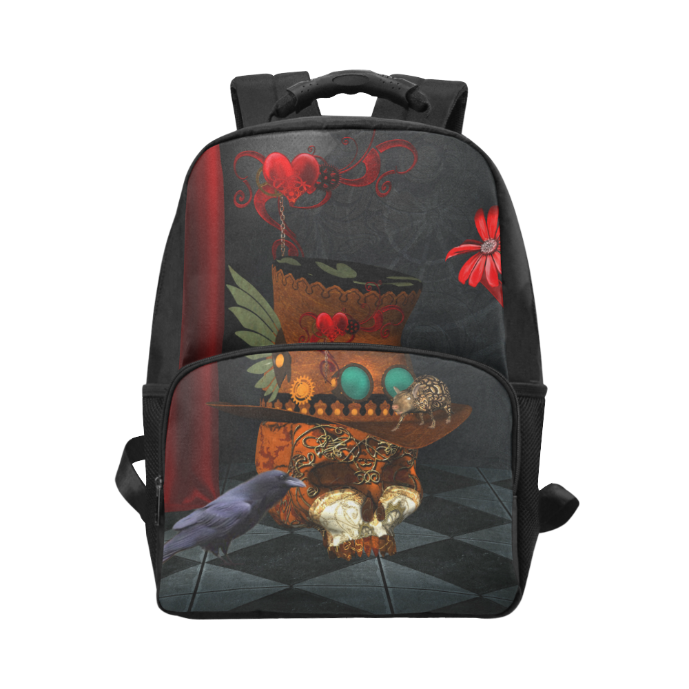 Steampunk skull with rat and hat Unisex Laptop Backpack (Model 1663)