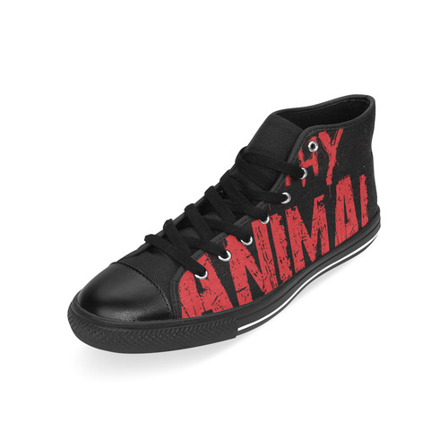 Filthy Animal Text Logo - Red Large Men’s Classic High Top Canvas Shoes /Large Size (Model 017)